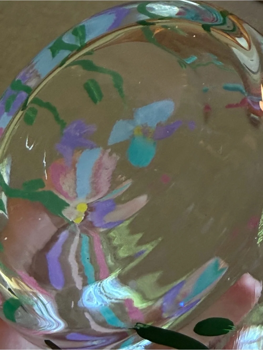 Vintage Tumble Up Bedside Carafe Drinking Glass Hand Blown? Hand Painted Floral